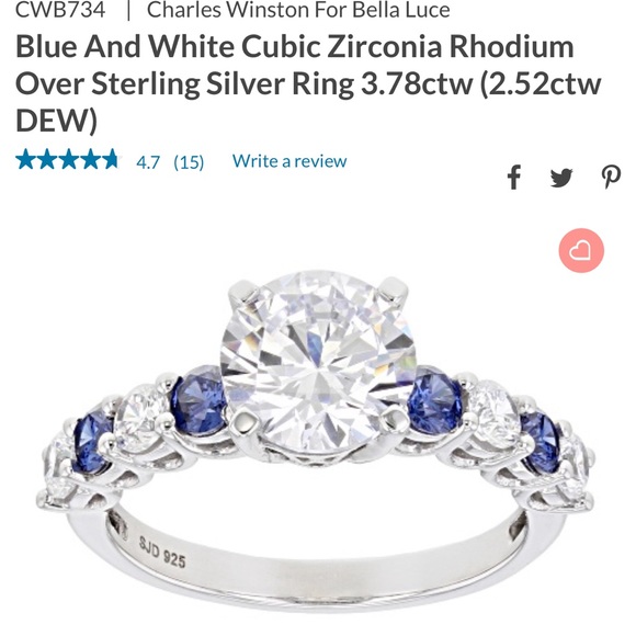 Charles Winston for BELLA Luce Tanzanite & Diamond Simulant Ring Size 9 - Picture 8 of 8